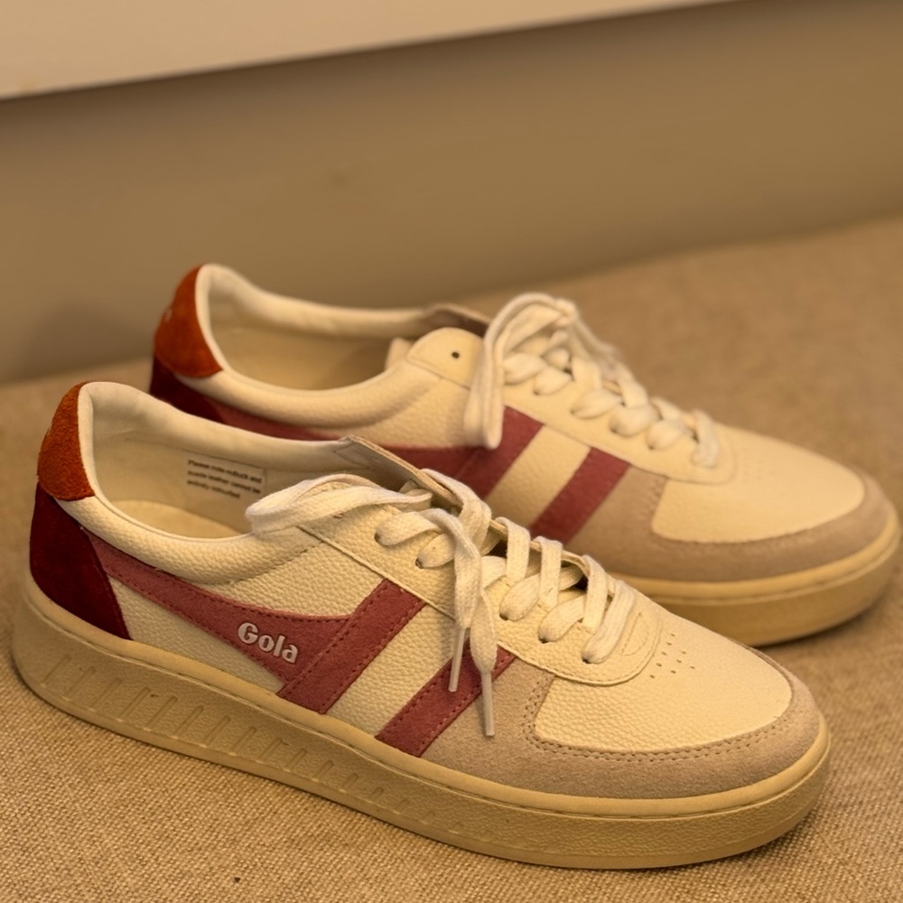 Gola White and Pink Sneakers with Orange Detail